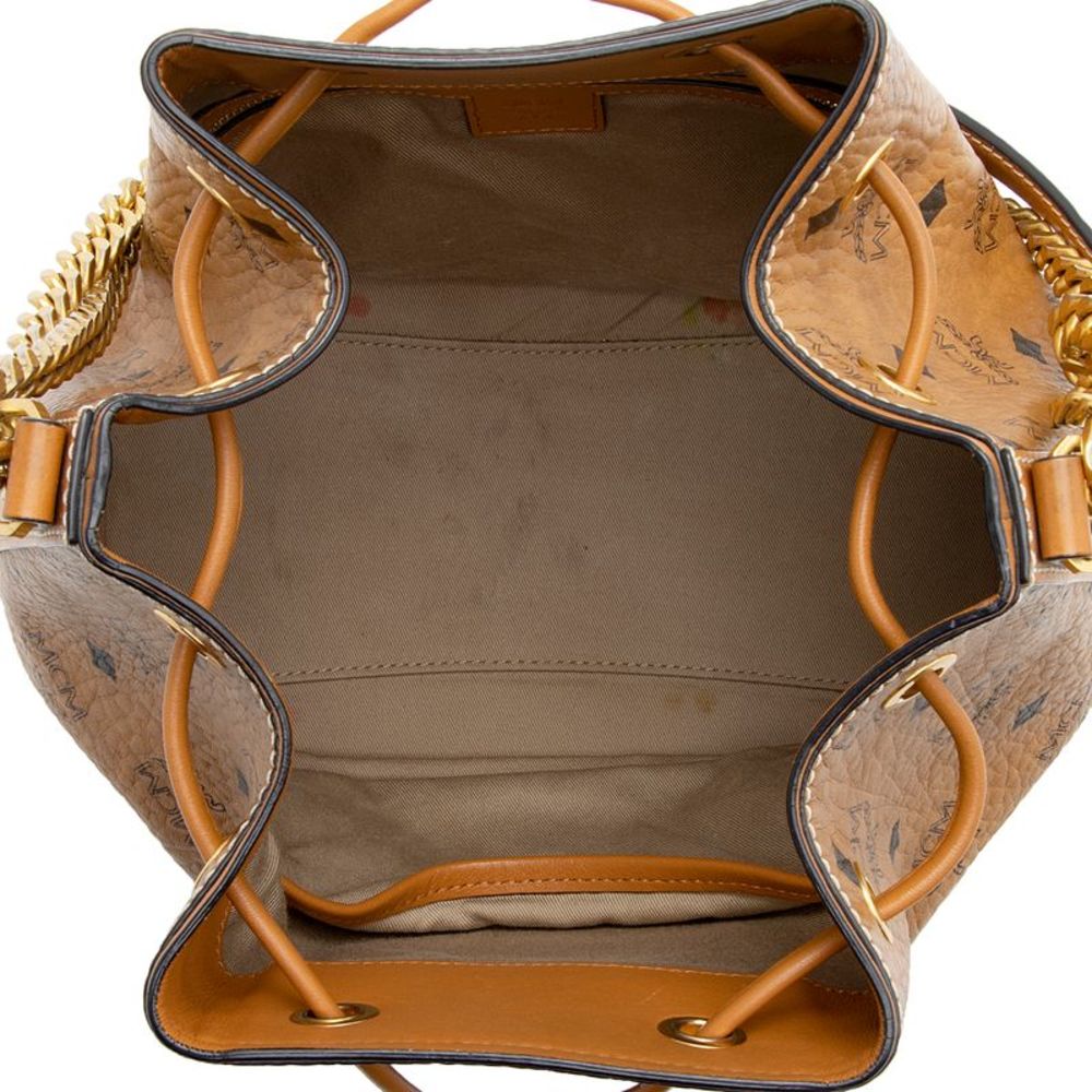 MCM Visteos Leather Klassik Drawstring Small Bucket Bag - Picture 6 of 15
